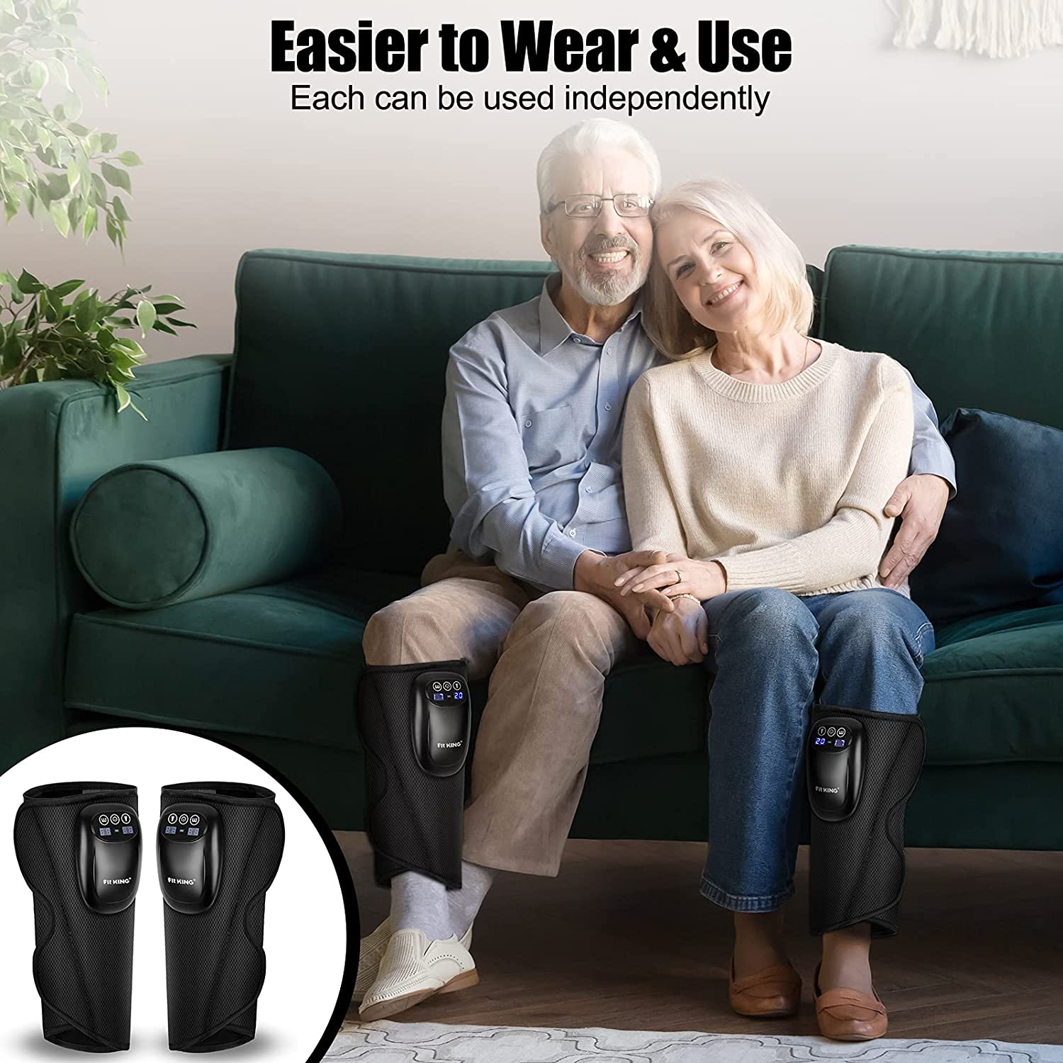 FIT KING Cordless Leg Massager for Circulation and Recovery After Training and Workout, Portable &amp; Rechargeable Calf Massager for Pain Relief &amp; Muscle Relaxation with 3 Modes 3 Intensities FT-058A image 4