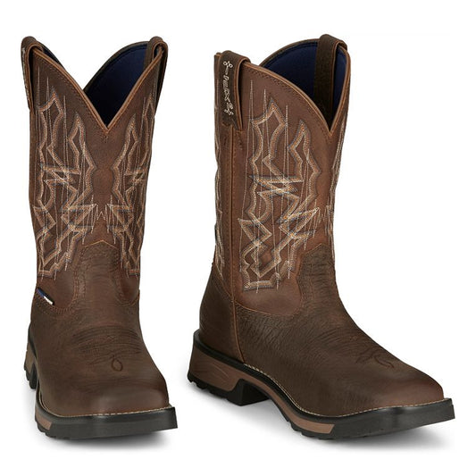 Tony Lamas Boots Men's TLX Anchor 11" Pull - On Waterproof Wordk Boot Color Hickory(Brown) image 0