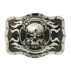 Tandy Leather Skull Cross Flame Buckle 1-1/2" (38 mm) #71500-02 image 0