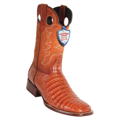 WILD WEST BOOTS #28248203 MEN'S | COLOR COGNAC | MEN'S WILD WEST WIDE SQUARE TOE CAIMAN BELLY BOOTS HANDCRAFTED image 0