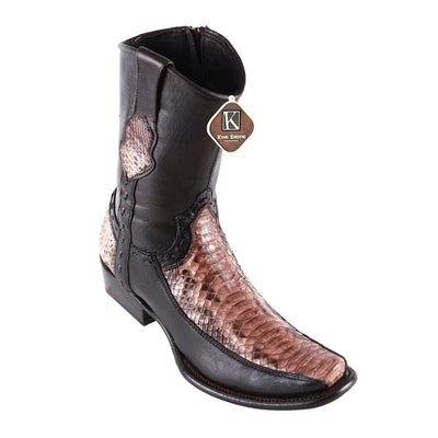 MEN'S KING EXOTIC PYTHON BOOTS WITH DEER DUBAI TOE HANDCRAFTED RUSTIC BROWN (479BF5785) image 0