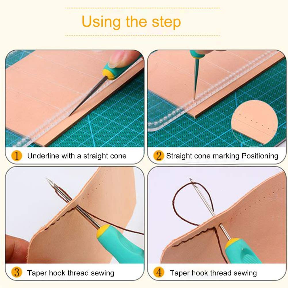 ZMAAGG 21Pcs Leather Sewing Upholstery Repair Kit, Leather Craft Stitching Kit Include 6 Color Waxed Thread, Awl, and Needles for Leather Repair, Leather Sewing Tool for Beginners and Professionals image 3