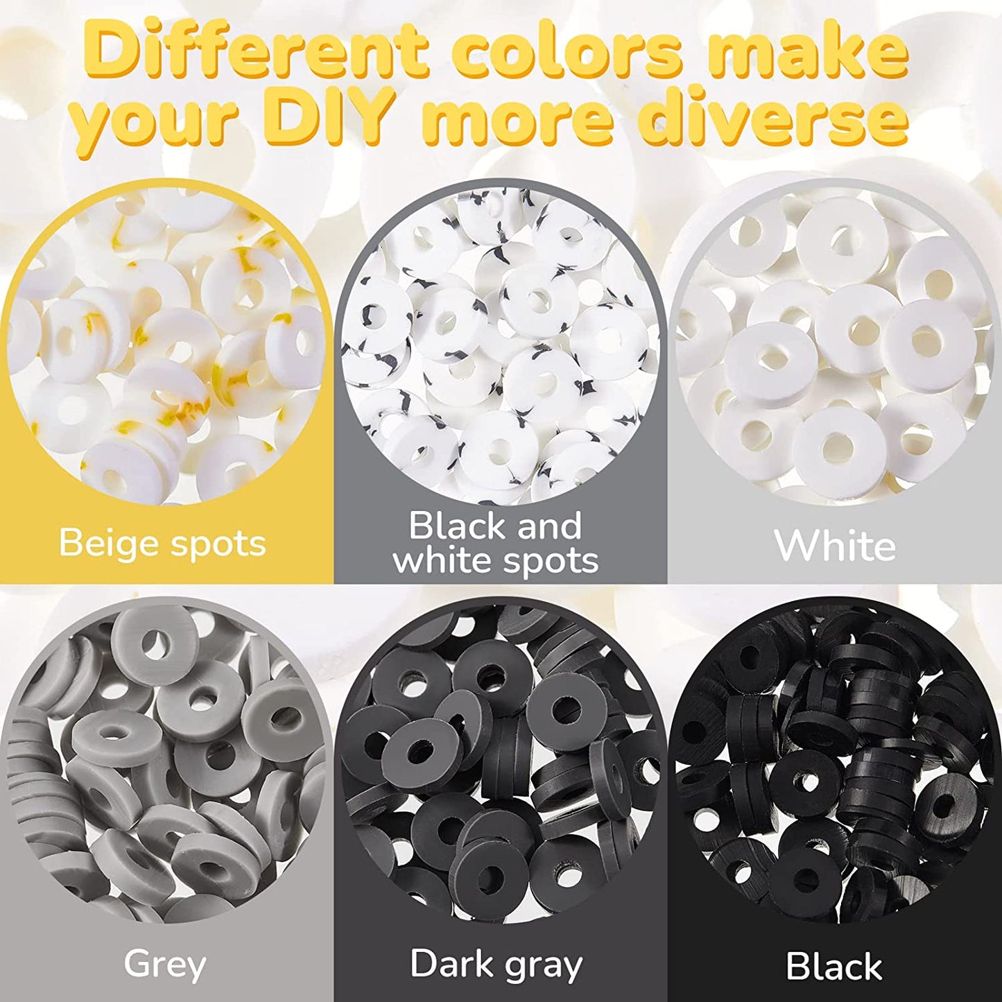 3600 Pieces Clay Disc Beads for Bracelet Making 6 mm Speckled Heishi Beads for Jewelry Making Handmade Flat Round Clay Beads Polymer Clay Bracelet Beads Colorful Craft Spacer Beads, 6 Colors image 2