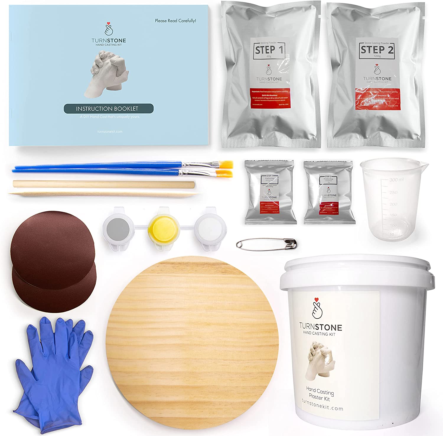 Hand Casting Kit - Complete Hand Molding with Plaster, Bucket, Gloves, Finishing Tools, Display Stand, Instructions &amp; More! - Hand Mold Kit Couples &amp; All Ages Can DIY to Preserve Sculpture Memories image 8