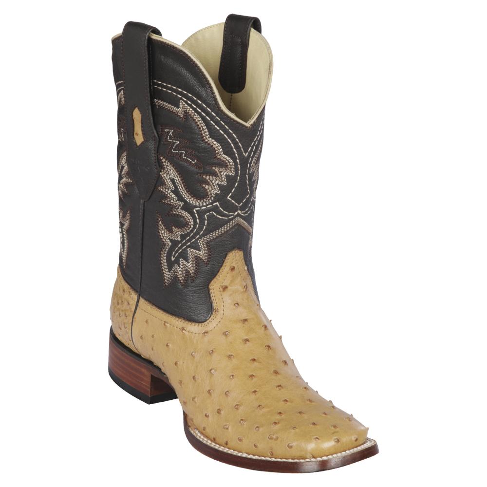 Los Altos Boots Mens #8220353 Wide Square Toe | Genuine Ostrich Leather Boots | Color Antique Saddle image 0
