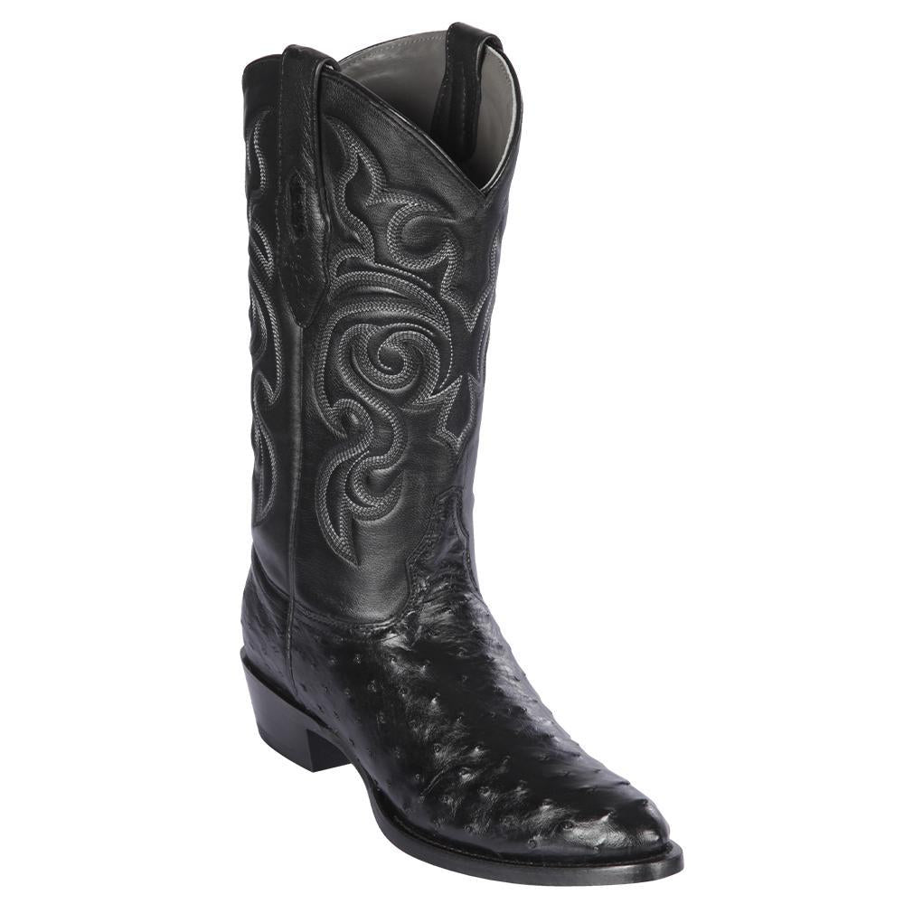 Los Altos Boots Mens #650305 Round Toe | Genuine Full Quill Ostrich Boots Handmade | Color Black image 0