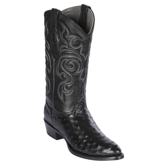 Los Altos Boots Mens #650305 Round Toe | Genuine Full Quill Ostrich Boots Handmade | Color Black image 0