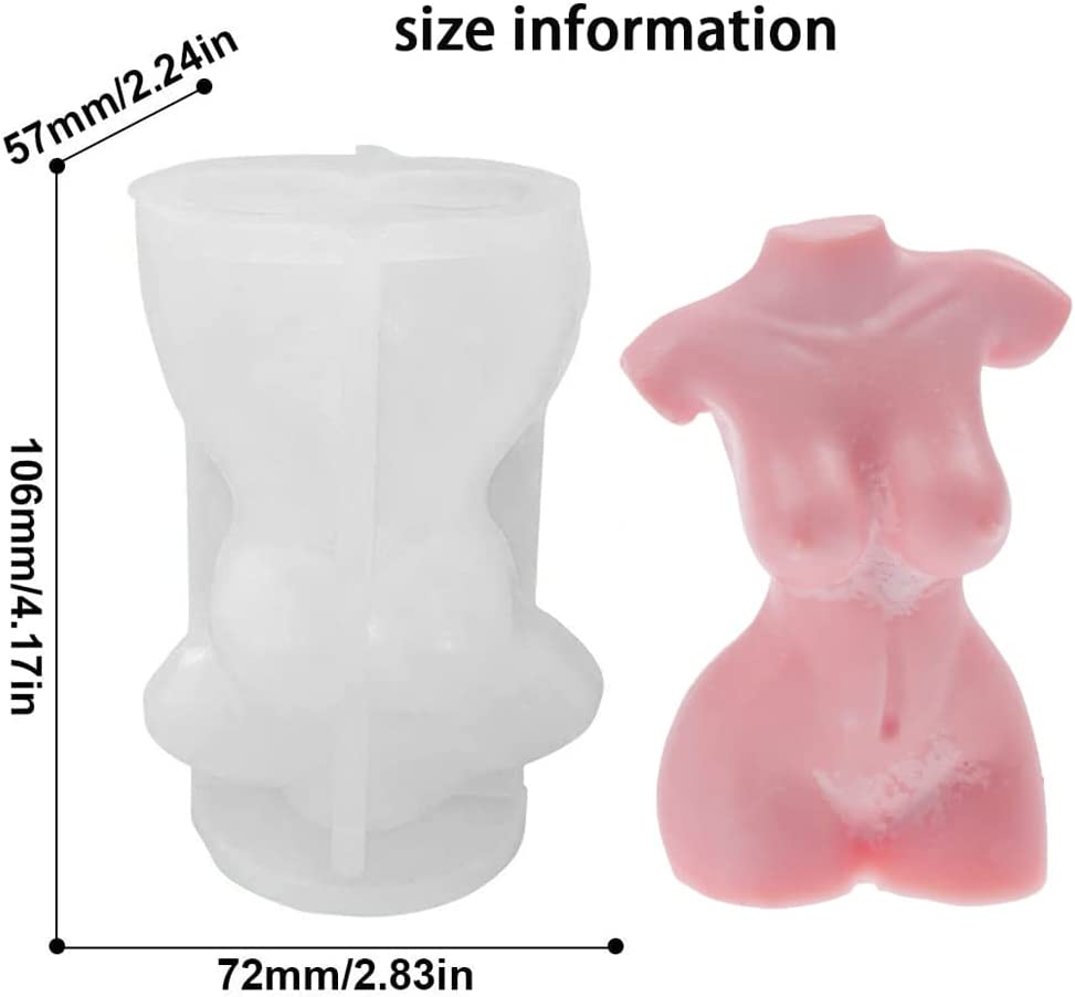 ZIIVARD 2 Pieces 3D Human Body Molds Silicone Candle Mold Female Male Woman Men Sculpture Model Candle Making Wax Mould DIY Crafts Cake Soap Making (Women&amp;Men) image 1
