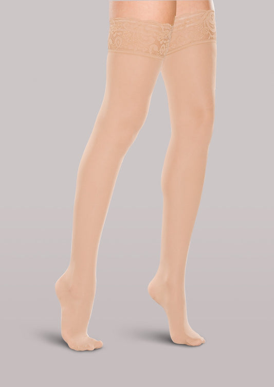 Discontinued Colors! Women's Moderate Support Lace-Top Thigh High Stockings image 0