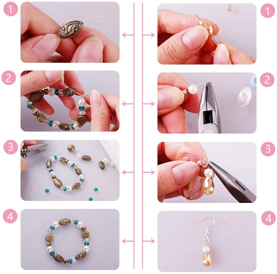 2020Pcs Jewelry Making Supplies Kit Earrings and Repair Tools Include Jewelry Charms, Beads, Findings, Case and Beading Wire for Necklace Bracelet, DIY Craft Gifts for Girls, Kids image 3