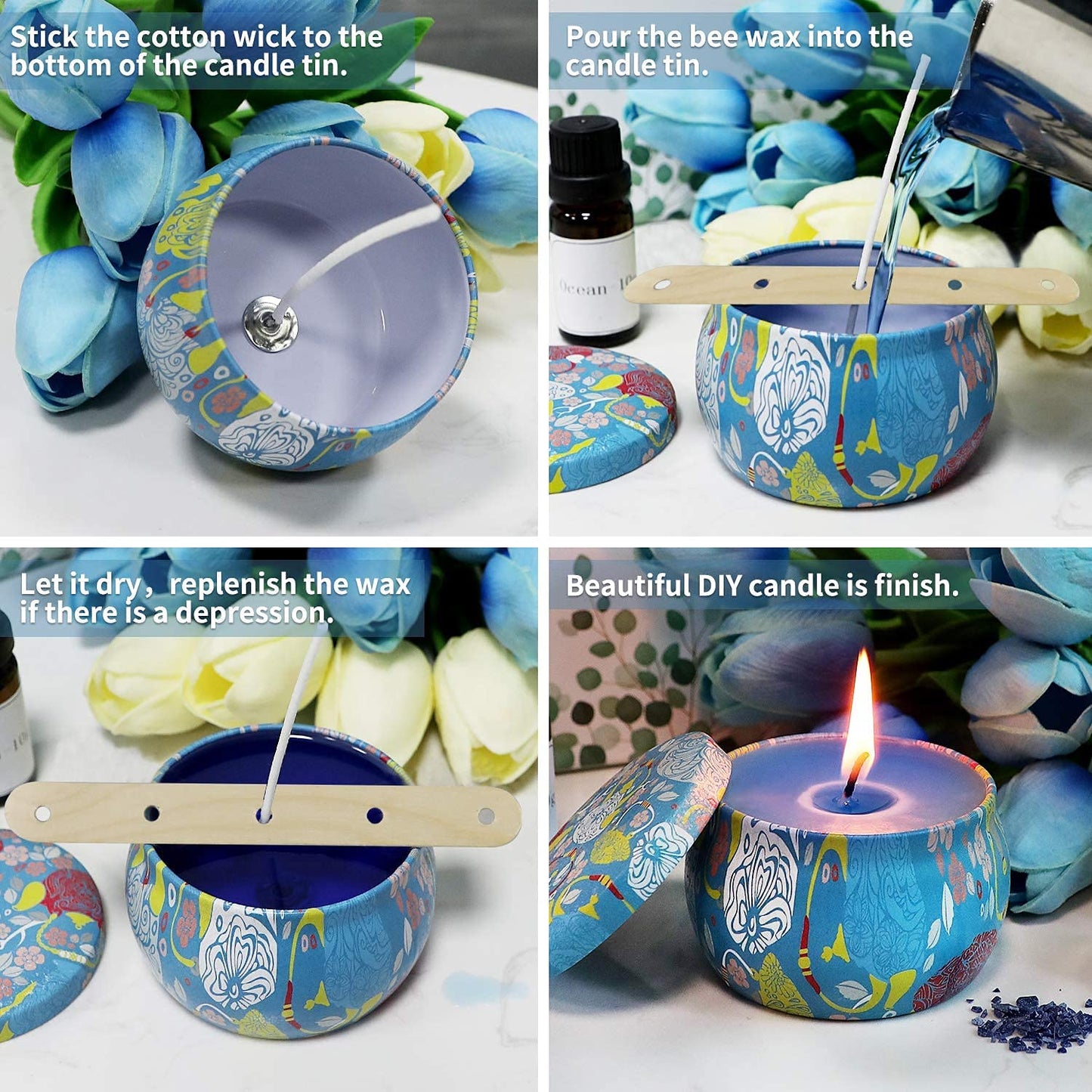 Candle Making Kit,Beeswax Scented Candles Supplies Arts and Crafts for Adults and Teens Gift Set for Women Including Fragrance, Soy Wax, Cotton Wicks, Metal Pot, Candle Dyes, Candle Jars and More image 4