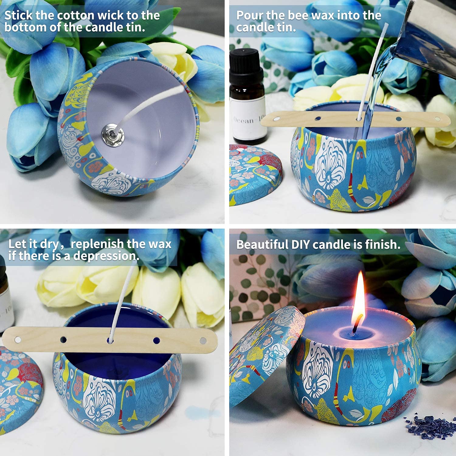 Candle Making Kit,Beeswax Scented Candles Supplies Arts and Crafts for Adults and Teens Gift Set for Women Including Fragrance, Soy Wax, Cotton Wicks, Metal Pot, Candle Dyes, Candle Jars and More image 4
