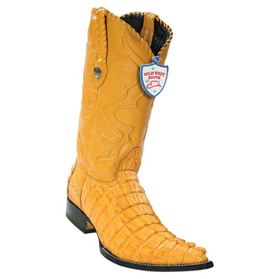 WILD WEST BOOTS #2950102 MEN'S | COLOR BUTTERCUP | MEN'S WILD WEST CAIMAN TAIL 3X TOE BOOTS HANDCRAFTED image 0