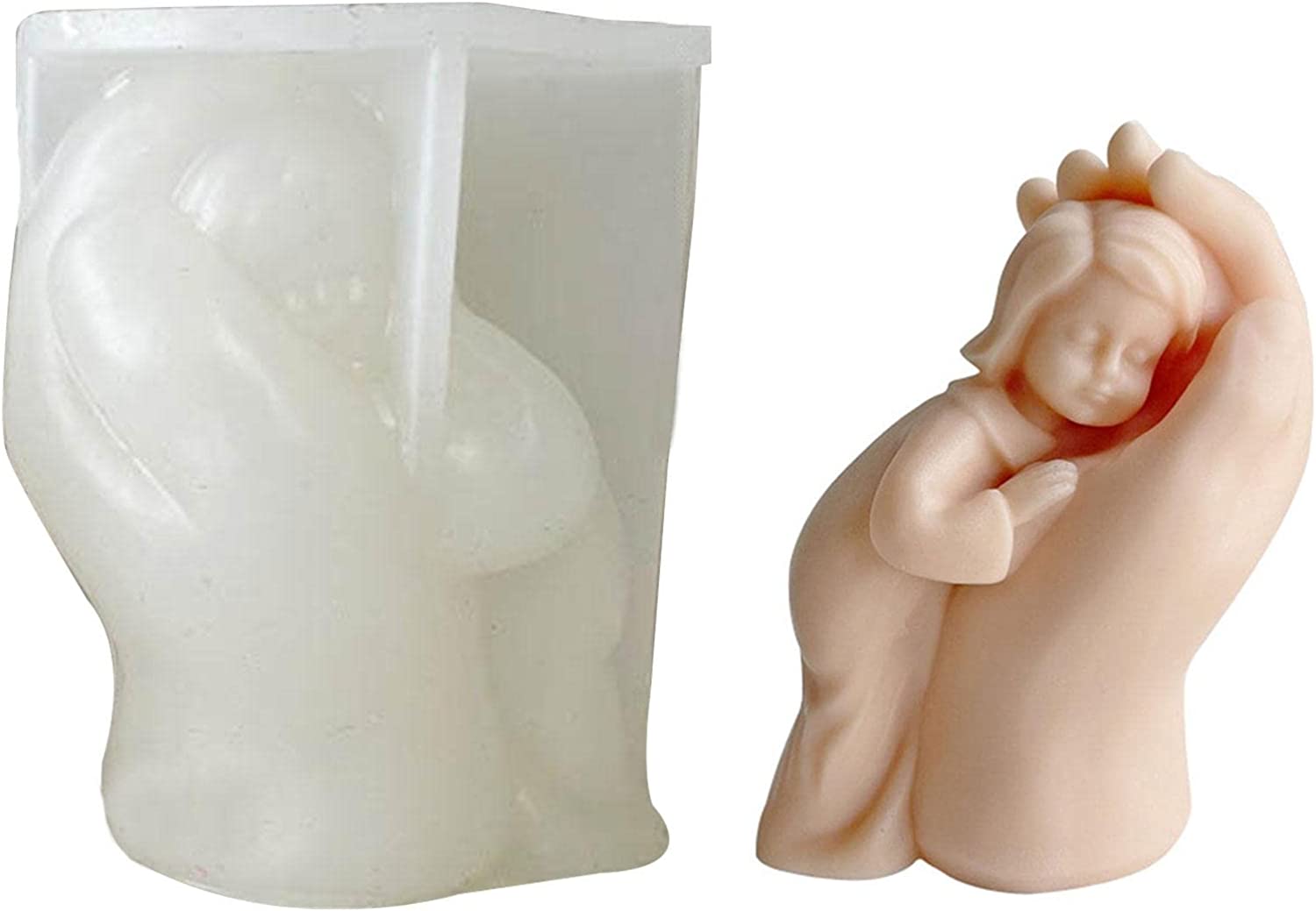 Uwariloy 3D Silicone Candle Mold, Creative Mother Touch Girl Shaped Resin Molds, Sculpture Casting Mold Handmade Mould for DIY Crafts Candle Soap Chocolate Mother Gift Making image 0