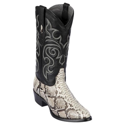 LOS ALTOS BOOTS MENS #655749 ROUND TOE | GENUINE PYTHON SNAKESKIN BOOTS HANDMADE | COLOR NATURAL image 0