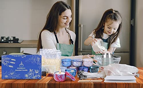 SUPERSUN Candles Making Kit for Adult - Christmas DIY Gift Supplies for Kid and Beginner, Include Fragrance Oils, Candle Pouring Pitcher, Bees Wax, Center Devices, Tins, Wicks, Dyes, Wicks Sticker image 6