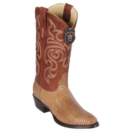 Los Altos Boots Mens #65G0703 Round Toe | Genuine Teju Lizard Boots Handcrafted | Color Cognac image 0