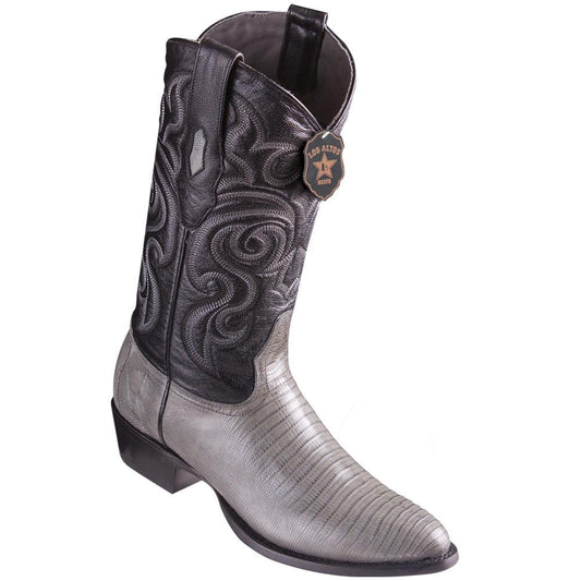 Los Altos Boots Mens #650709 Round Toe | Genuine Teju Lizard Boots Handcrafted | Color Gray image 0