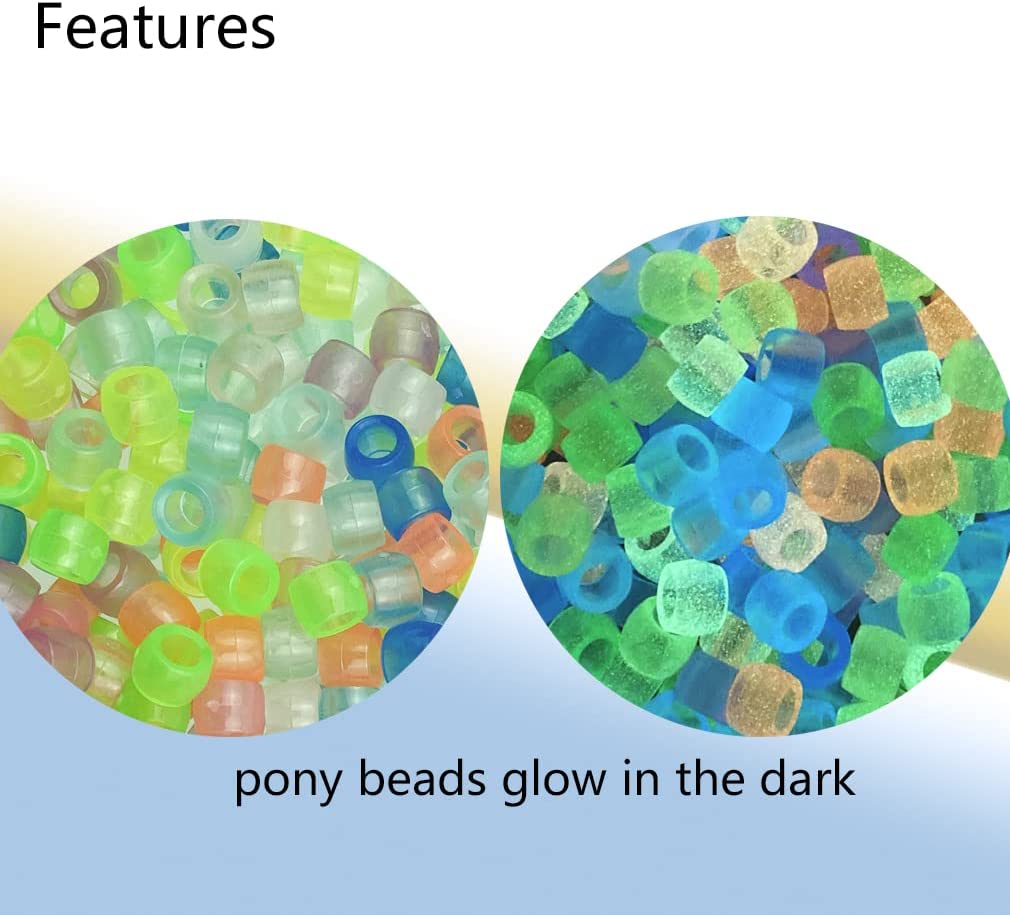 Mulutoo 600Pcs UV Pony Beads Glow in The Dark Beads Color Changing Sun UV Reactive Plastic Spacer Beads Fun Cute Solar Beads for DIY Jewelry Craft Making Necklace Bracelet（6x8mm） (Mixed Color) image 2