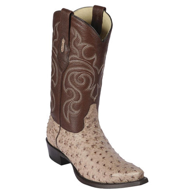 LOS ALTOS BOOTS MENS #940372 SNIP TOE | GENUINE FULL QUILL OSTRICH BOOTS | COLOR MOKA image 0