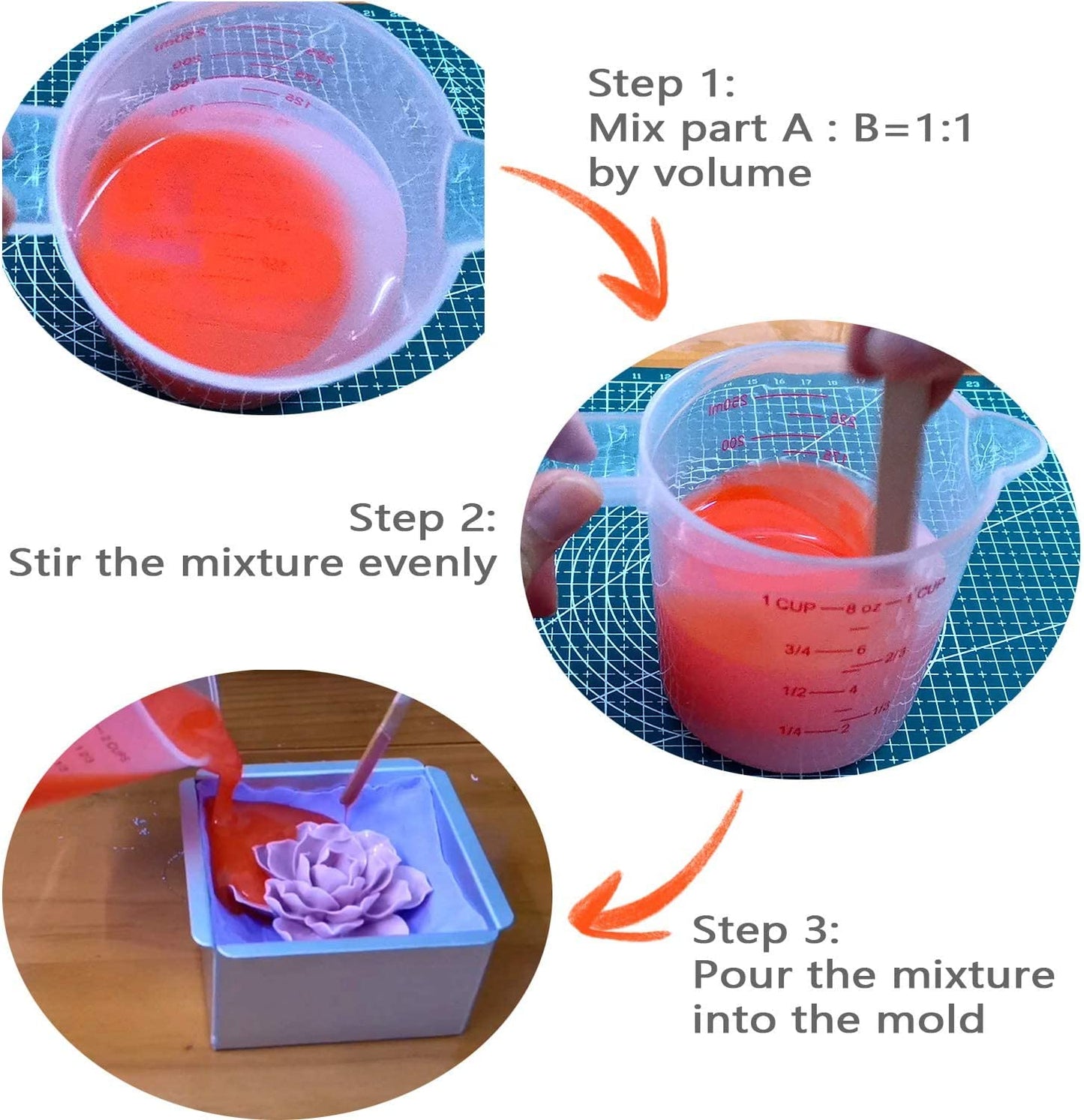 BBDINO Silicone Mold Making Kit, Non-Toxic Mold Making Silicone Rubber N.W 2.2 lb, Platinum Liquid Silicone Mold Making Rubber, Ideal for Resin/Soap/Wax/Chocolate Molds Casting Silicone Molds DIY image 6