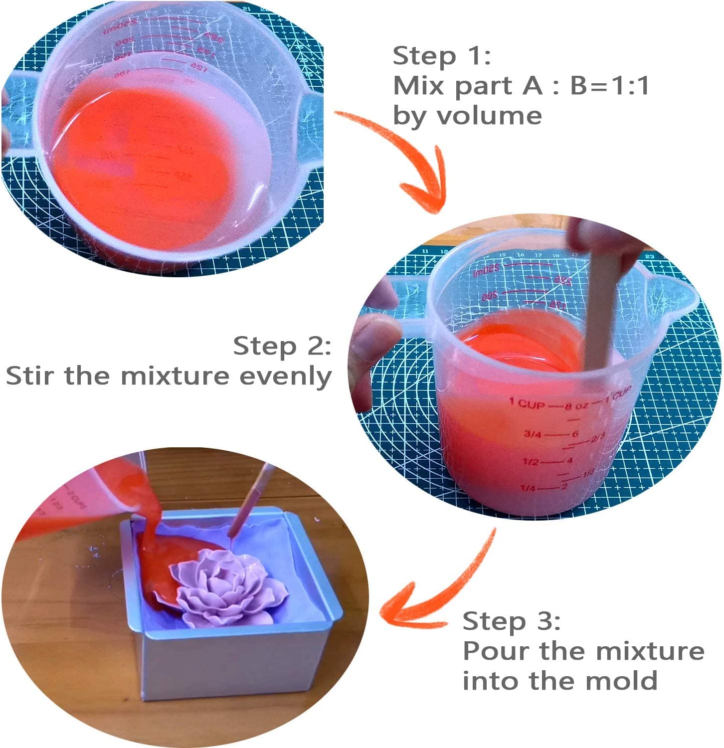 BBDINO Silicone Mold Making Kit, Non-Toxic Mold Making Silicone Rubber N.W 2.2 lb, Platinum Liquid Silicone Mold Making Rubber, Ideal for Resin/Soap/Wax/Chocolate Molds Casting Silicone Molds DIY image 6