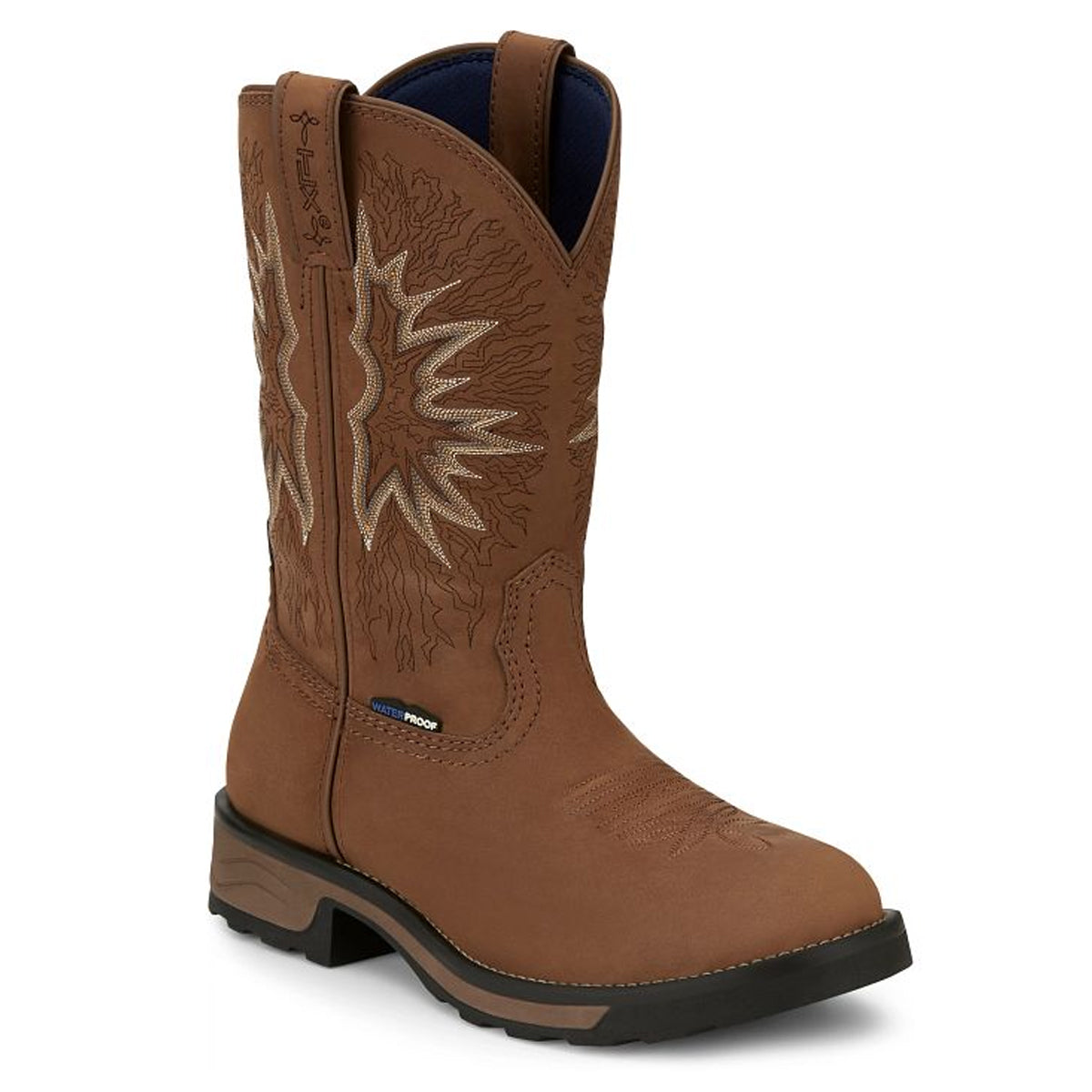 Tony Lamas Men's Footwear Work Boom 11" Pull-On Waterproof Work Boot  Color Saddle image 2