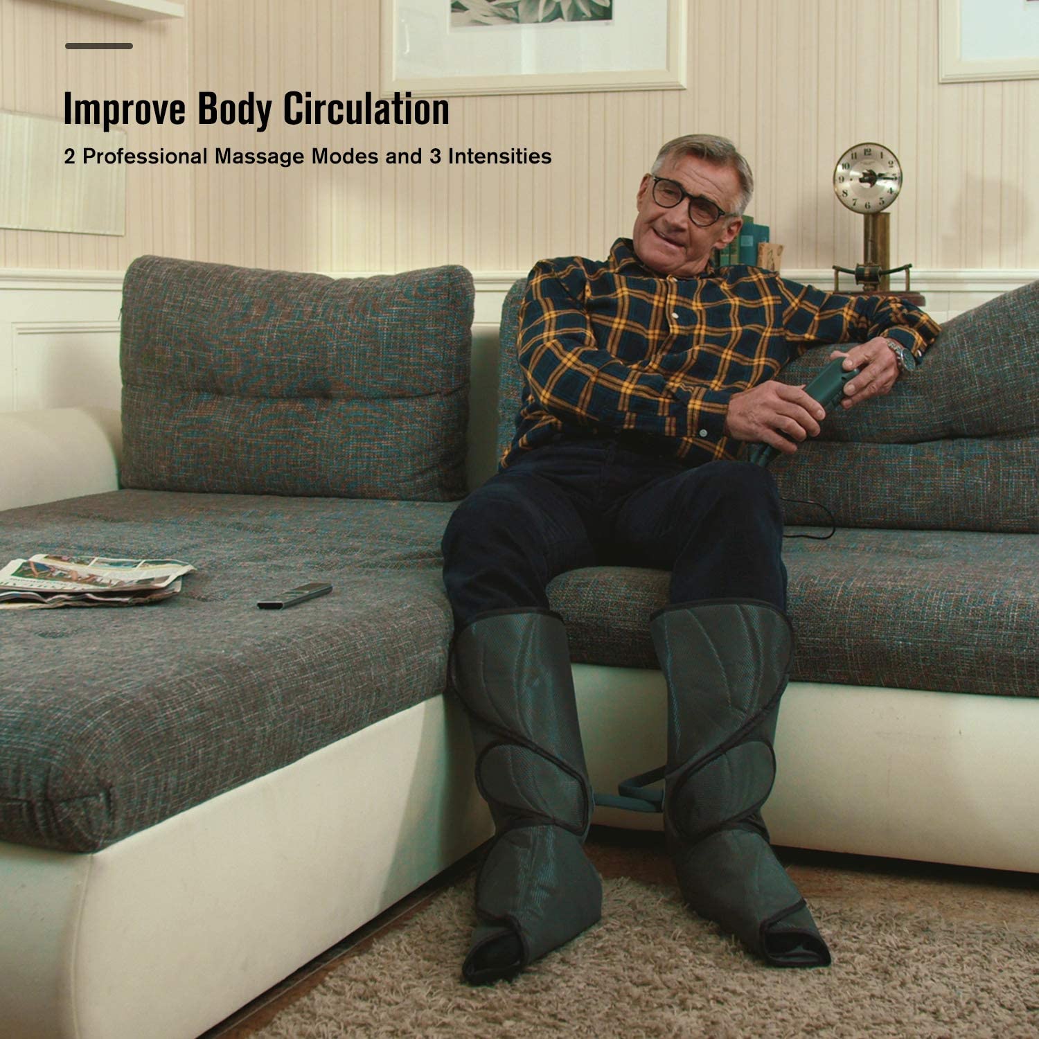 FIT KING Leg Air Massager for Circulation and Relaxation Foot and Calf Massage with Handheld Controller 3 Intensities 2 Modes(with 2 Extensions) image 2