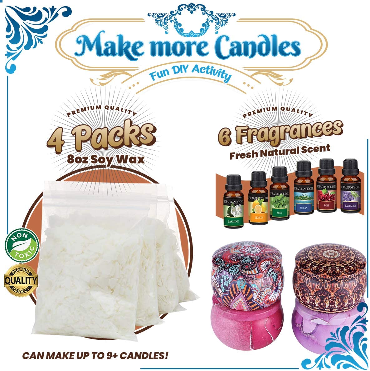 Catcrafter Scented DIY Candle Making Kit - Soy Wax Candle Kit Art &amp; Craft Supplies &amp; Materials for Adults with Candle Wax Paraffin Wax Melter Candles Bulk for Small Business Supplies Home Essentials image 3