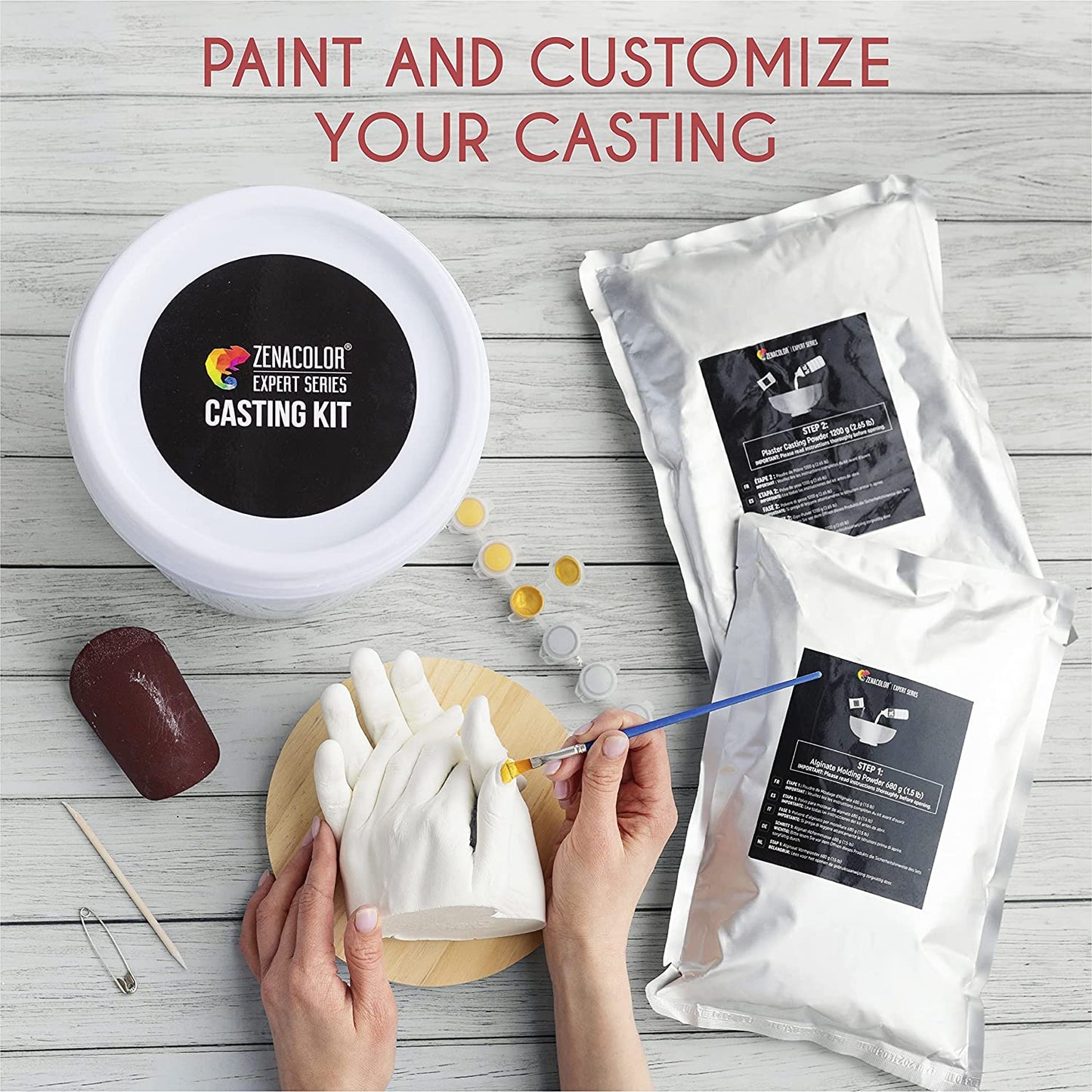 Complete Hand Casting Kit for Couples | for Her | DIY Kits for Adults | Casting Kit with Alginate Molding Powder | Wedding Gifts | Hand Mold Kit Couples | Zenacolor image 5