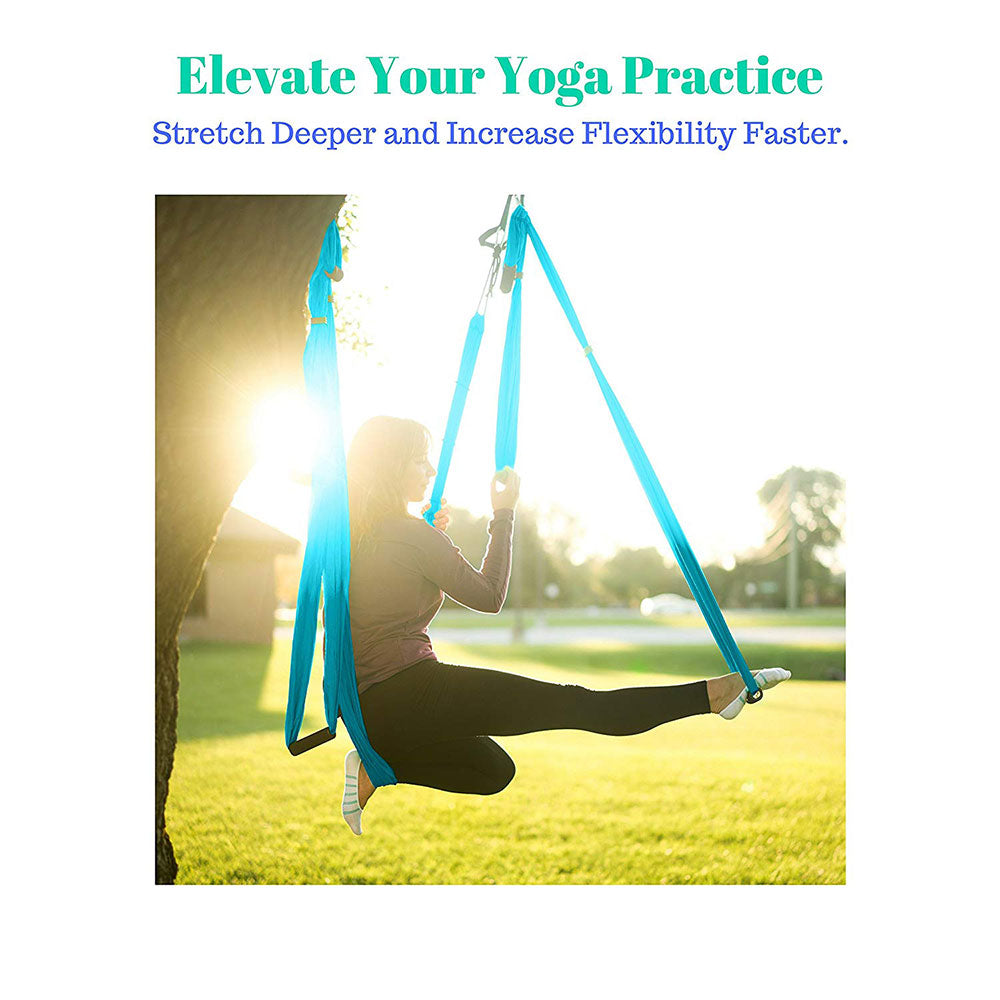 Yoga Lover - Trapeze Yoga Swing Hammock/Trapeze/Sling - Healthy Model Life Aerial- Aerial Swing Set Yoga + Extension Straps & Hooks  /Antigravity Ceiling Hanging Yoga Sling - Inversion Swing for Beginners image 7