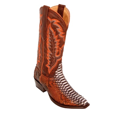 WOMENS LOS ALTOS SNIP TOE PYTHON BOOTS HANDCRAFTED | COLOR RUSTIC COGNAC (345788) image 0