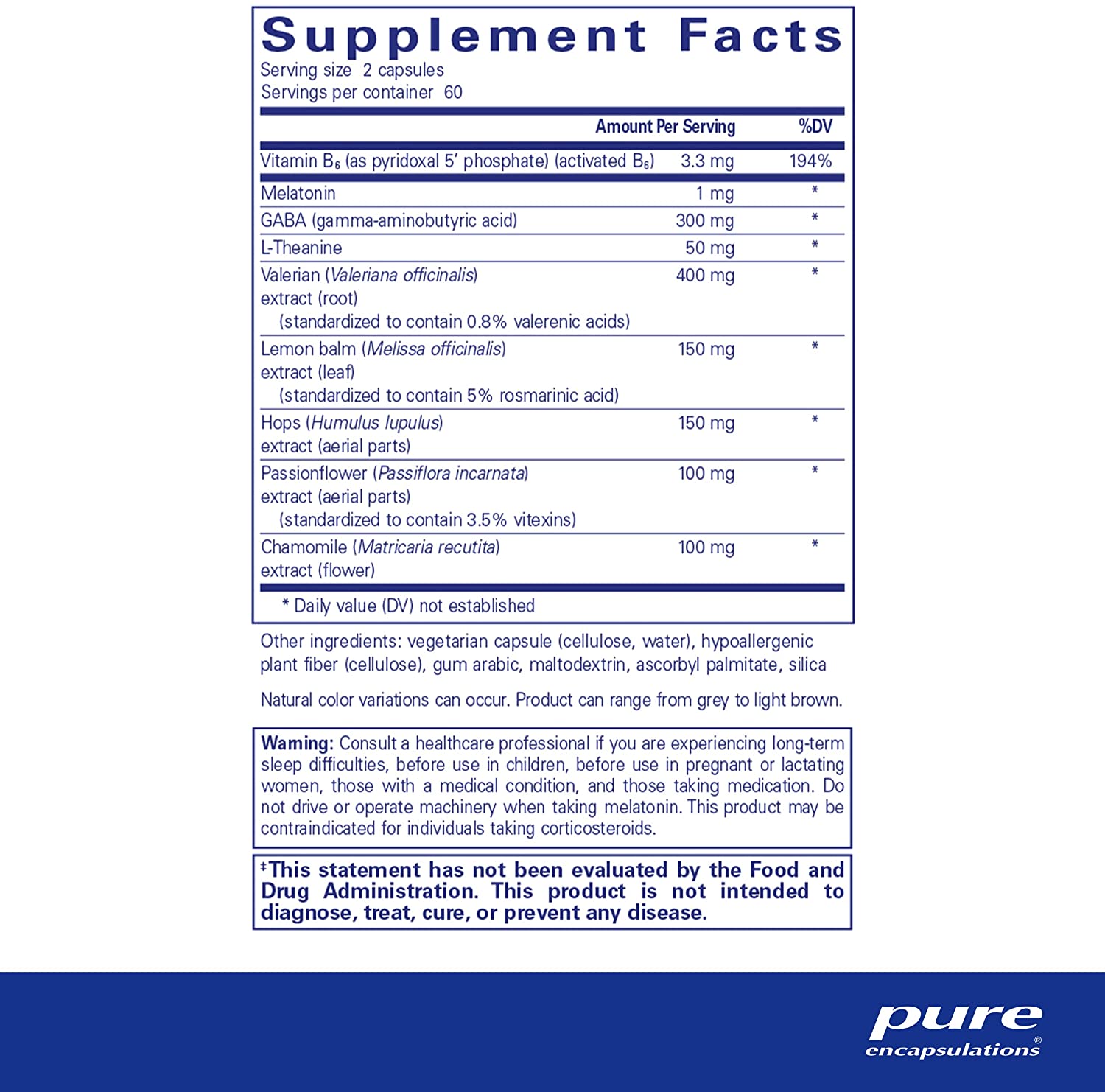 Pure Encapsulations Best-Rest Formula | Supplement to Support The Onset of Sleep and Sleep Quality* | 120 Capsules image 1