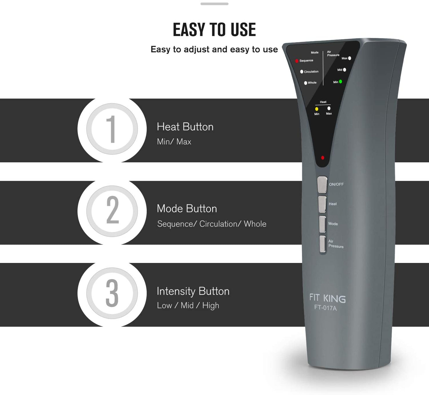 FIT KING Leg Massager for Circulation Calf Massager with Heat 3 Modes 3 Intensities FT-017A image 1