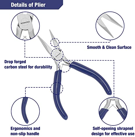 WORKPRO 7-Piece Jewelry Pliers Set, Professional Pliers for Jewelry Making Tools with Easy Carrying Pouch, Wire Cutters for Jewelry Making, Chain Nose Pliers, Craft Pliers, Earring Pliers image 2