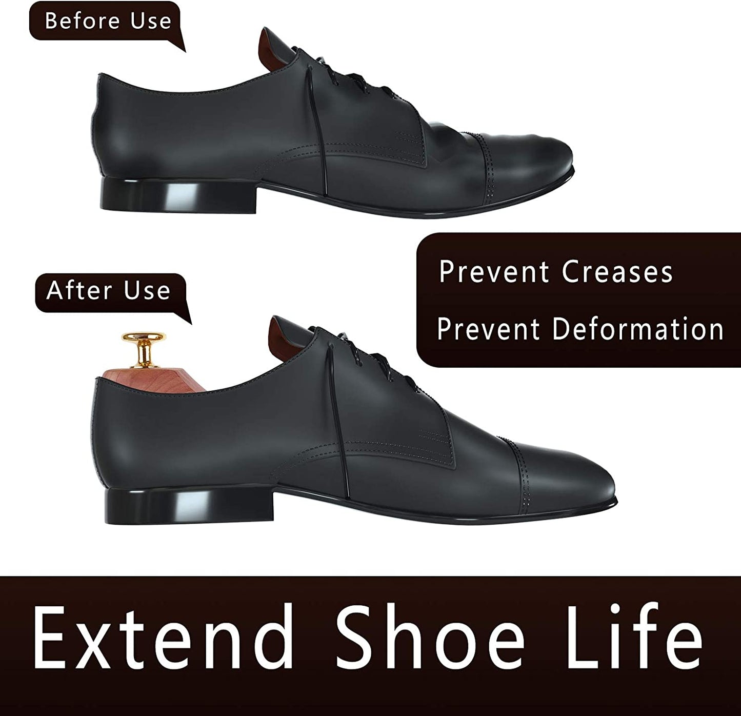 Cedar Shoe Tree For Men - 2P Cedar Space All Aromatic North American Cedar Wood Twin Tube image 2