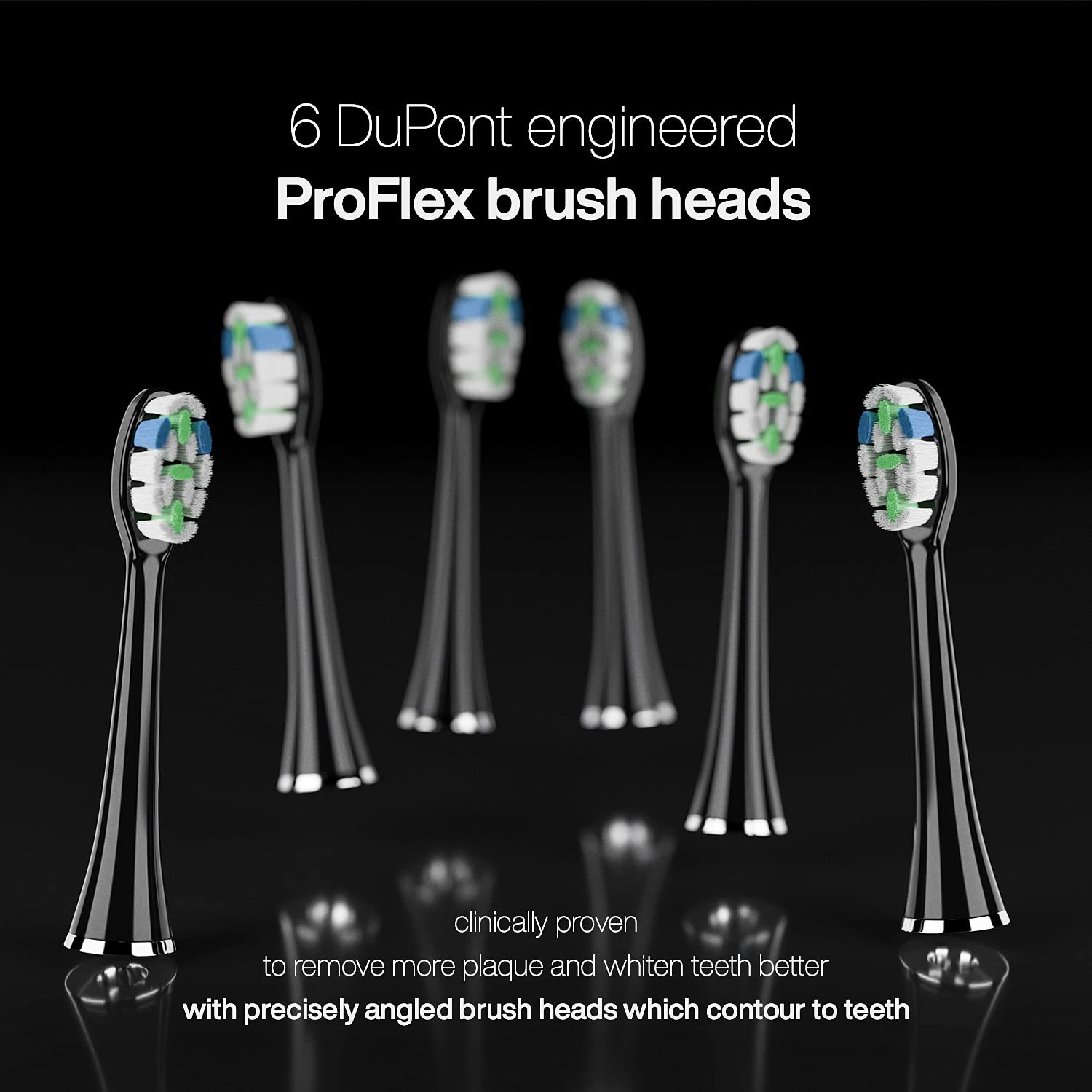 AquaSonic Black Series PRO – Ultra Whitening Toothbrush w UV Sanitizing Base – 4 Modes &amp; Smart Timers – UV Sanitizing &amp; Charging Travel Case – UltraSonic Electric Tooth Brush – 6 Proflex Brush Heads image 4