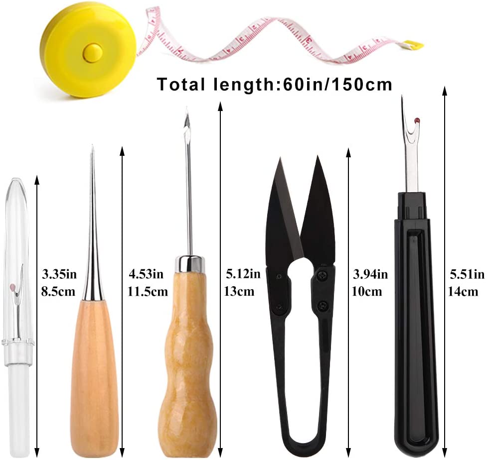 Leather Sewing Upholstery Repair Kit with Sewing Awl, Seam Ripper, Leather Hand Sewing Stitching Needles, Sewing Thread, Leather Craft Tool Kit for Beginners and Professionals Leather Craft DIY image 2