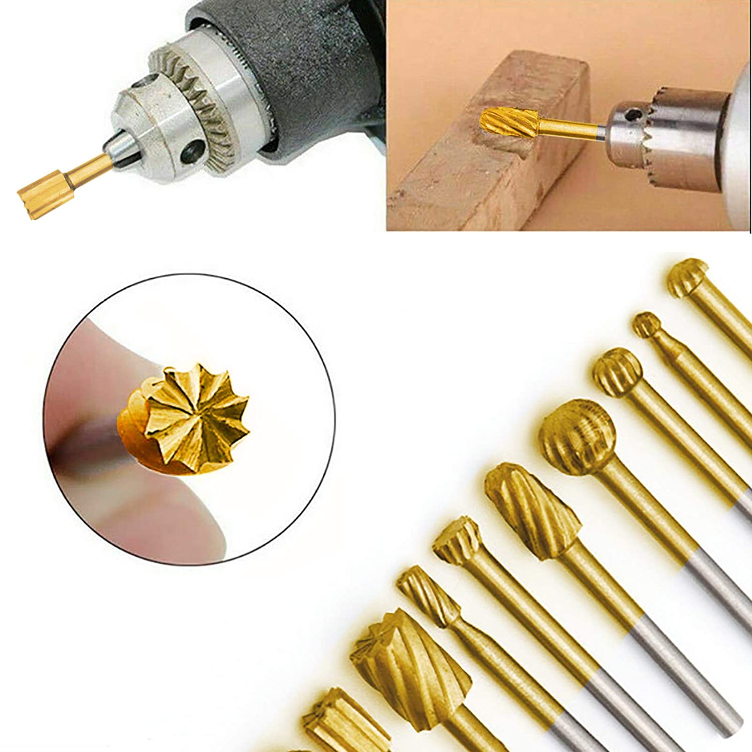 10Pcs HSS Router Carbide Engraving Bits &amp; 10Pcs Router Bit with 1/8"(3mm) Shank Power Rotary Tools for DIY Woodworking, Carving, Sculpting, Engraving, Drilling. image 5