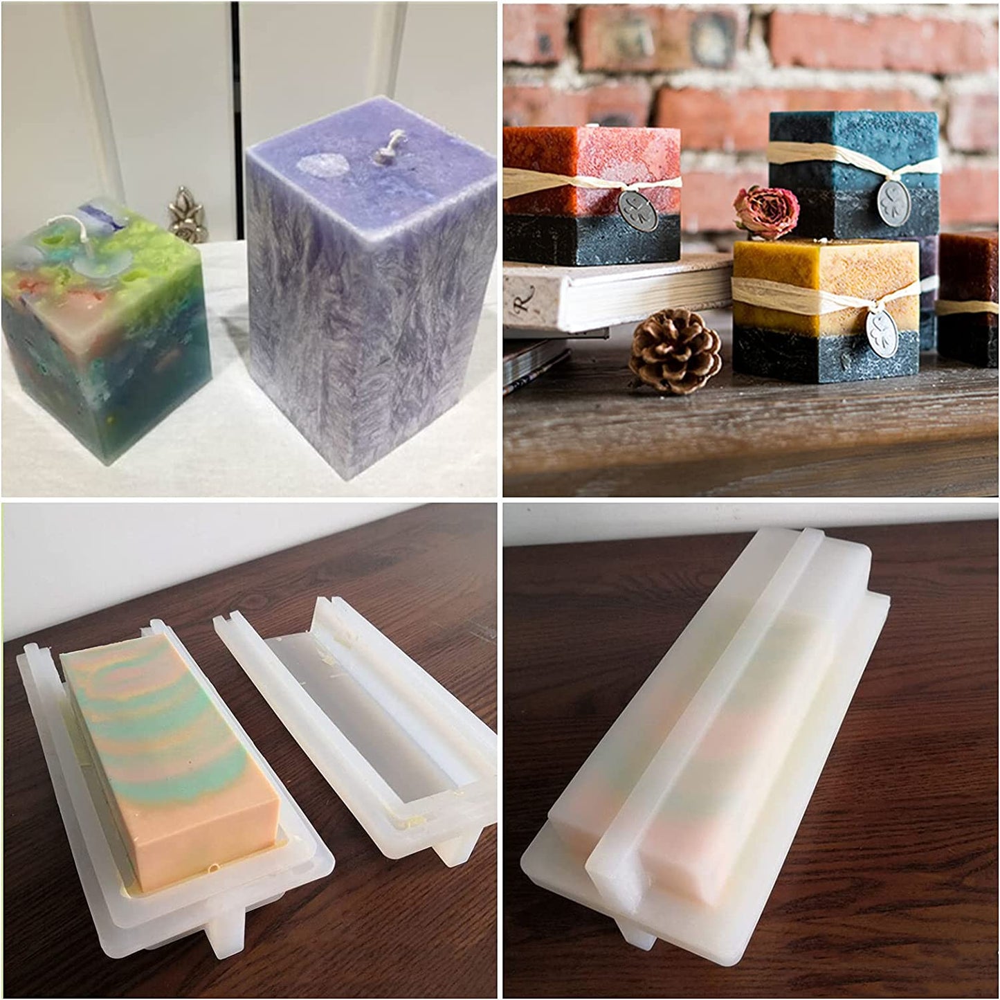 AHANDMAKER Square Shape Tube Column Silicone Soap Mould, Embed Soap Making Supplies Column Silicone Mould for DIY Craft Christmas Cake Baking Handmade Candle Soap Making Supplies image 3