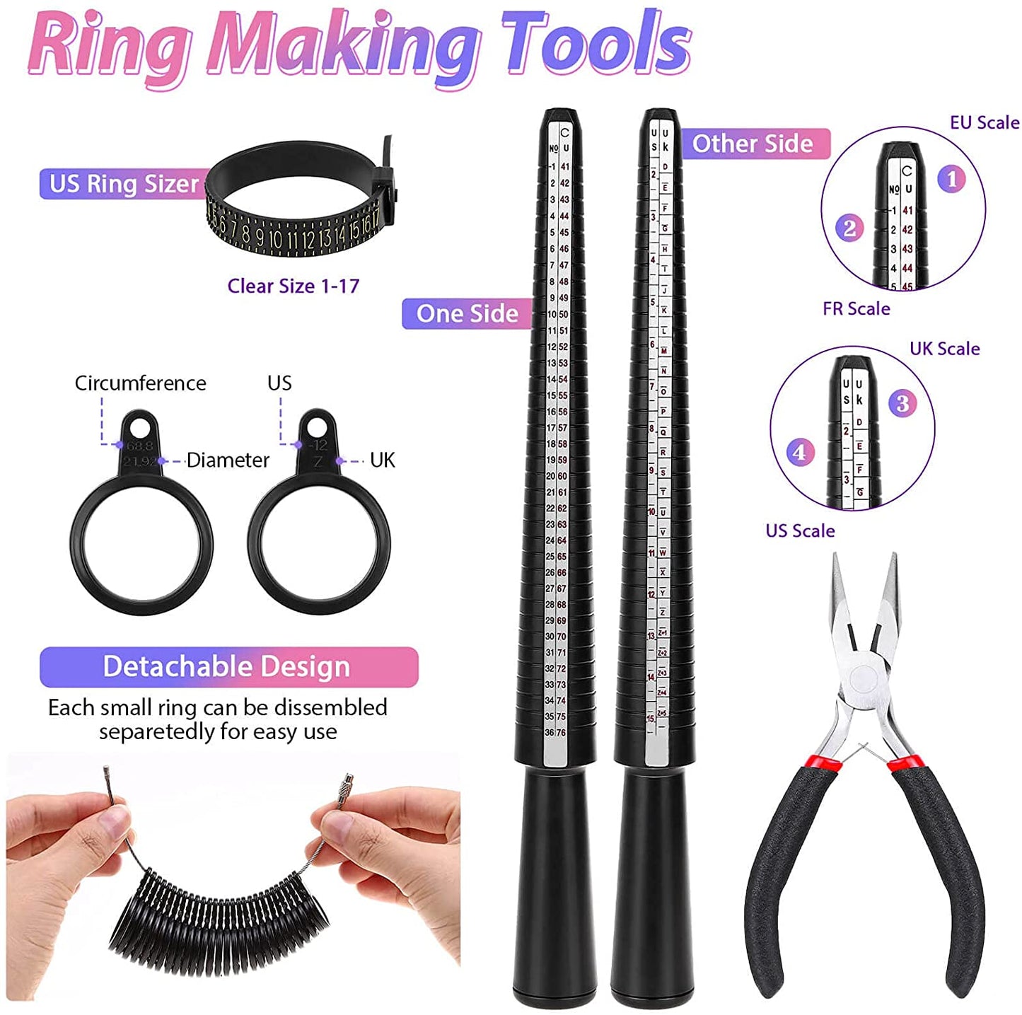 Ring Making Kit, 1718Pcs Jewelry Making Kit with 28 Colors Crystal Gemstone Chip Beads, Ring Sizer Tools, Jewelry Wire, Jewelry Pliers and Other Jewelry Ring Making Supplies image 4