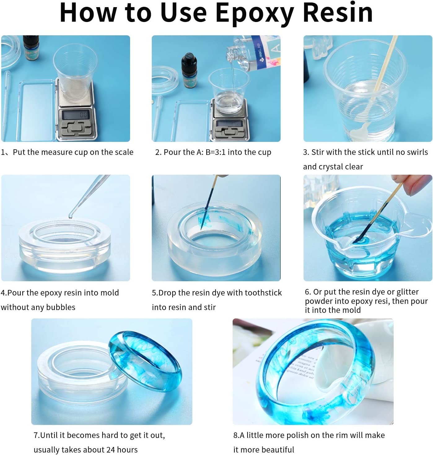 Epoxy Resin Crystal Clear Kit 32 Oz Resin and Hardener Non Toxic Casting Resin Kit for Beginners Coating Arts Crafts DIY Jewelry Making River Tables image 3