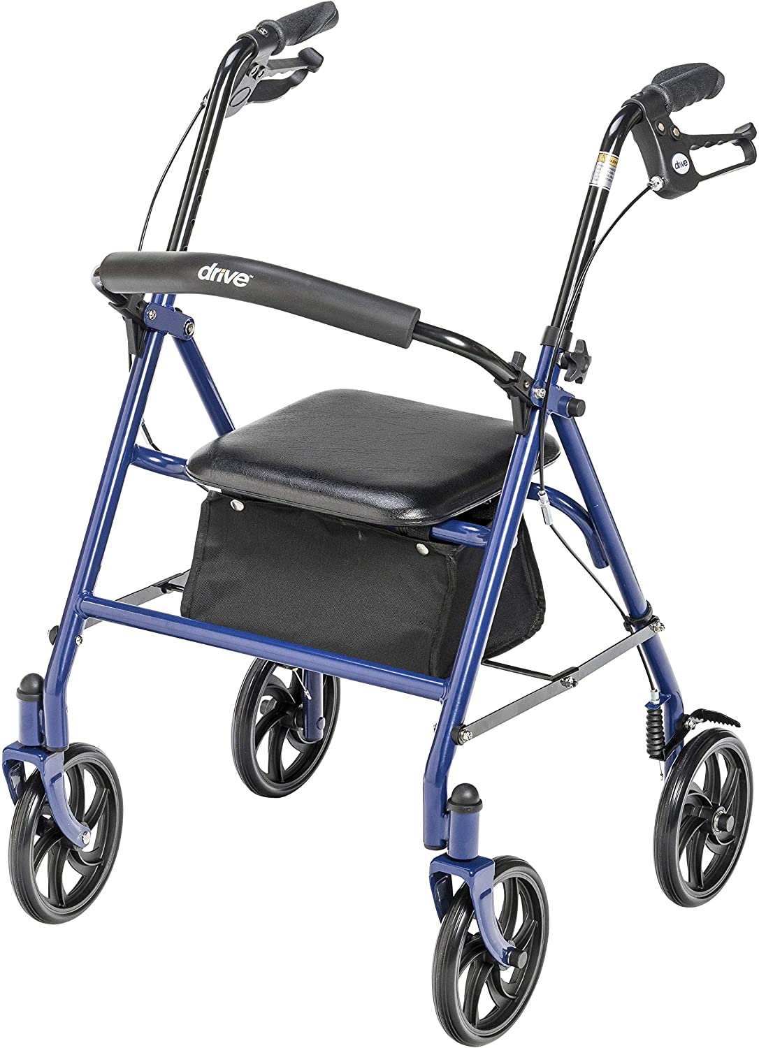 Drive Medical 10257BL-1 4-Wheel Rollator Walker With Seat &amp; Removable Back Support, Blue image 1