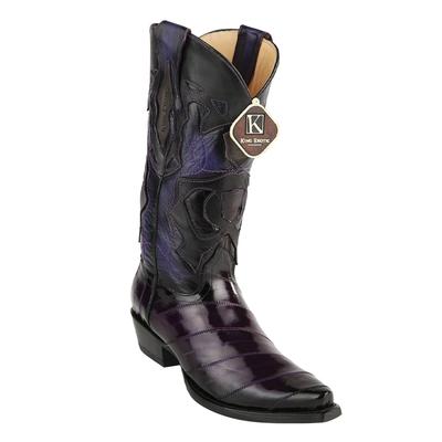 MEN'S KING EXOTIC SNIP TOE EEL BOOTS HANDCRAFTED BURNISHED PURPLE (494RD0866) image 0