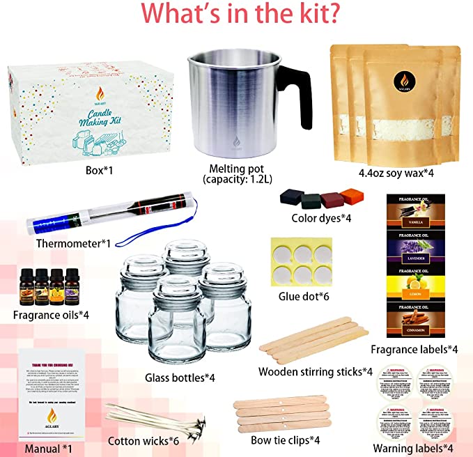 AGLARY DIY Soy Candle Making Kit Supplies, Full Candle Making Kits for Beginners-Including Melting Pitcher, Tin Container,Wicks image 1