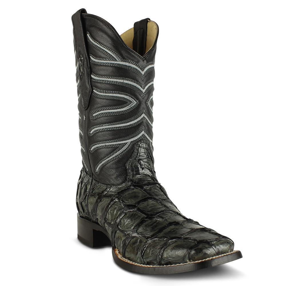 Los Altos Boots Mens #8221009 Wide Square Toe | Genuine Pirarucu Fish Boots | Color Gray image 0