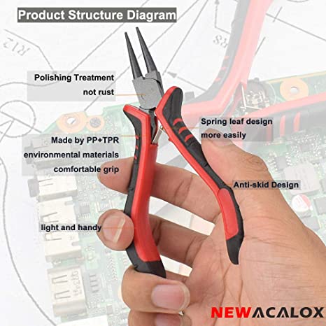 Jewelry Pliers 8PCS Kit, Mini Pliers Set with Wood Pallet Kit,NEWACALOX Precision DIY Plier for Jewelry Making Supplies image 2