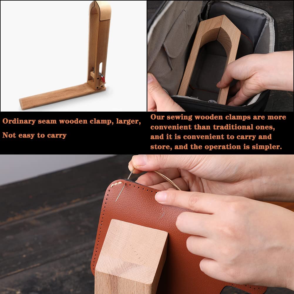 Leather Working Pony - Mini Stitching Pony for Leather, Leather Sewing Clamp,Leather Sewing Kits with Leather Needle and Thread, Thread Waxed for Leather Hand Stitching image 4