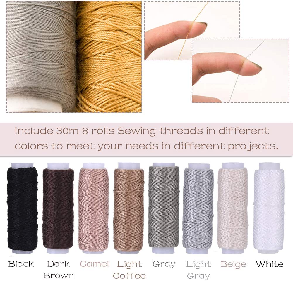 30 PCS Upholstery Repair Kit, Leather Sewing Repair Kit with Sewing Thread, Large Eye Leather Sewing Needles, Awl, Leather Hand Sewing Needles, Leather Craft Tool Kit for Leather Repair, Stitching image 2