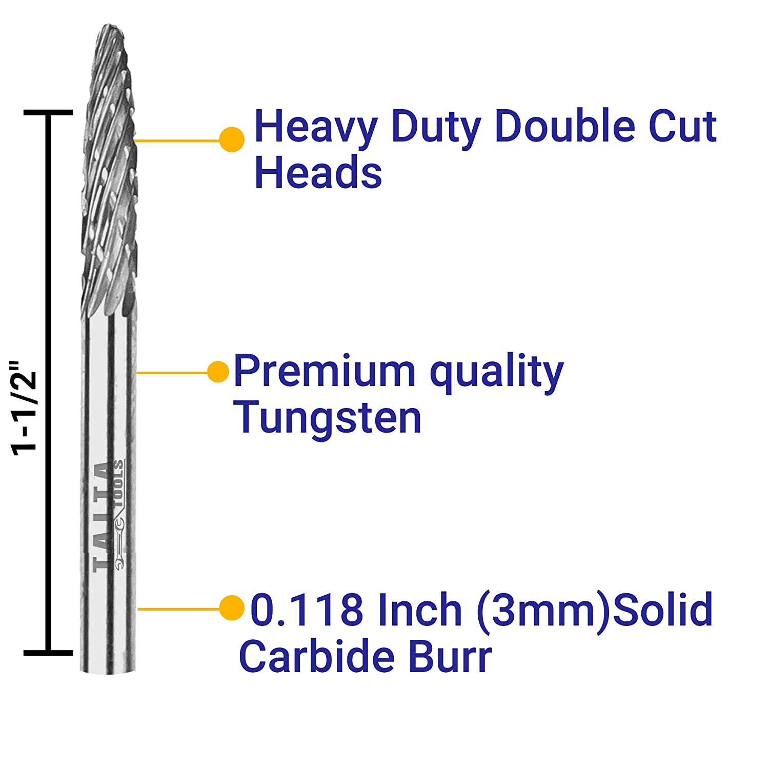 20PC Double/Single Cut Carbide Burr Set - 0.118" (3mm) Shank, Rotary Tool Cutting Burrs - Dremel Accessories, Fordom, Flex Shaft, Dewalt And Die Grinders - For Wood Carving, Metal Working And Engraving. image 1